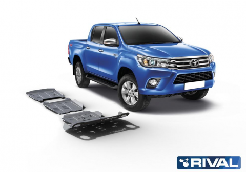 Sada ALU krytů podvozku RIVAL hliník 4mm - motor+chladič, převodovka a rozdělovací převodovka Toyota Hilux Revo, 4WD 2,8; 2,4 (EURO6), od r.v. 2015+