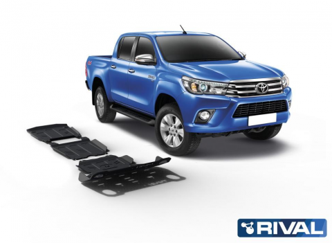 Sada ocelových krytů podvozku RIVAL ocel 3mm - motor+chladič, převodovka a rozdělovací převodovka Toyota Hilux Revo, 4WD 2,8; 2,4 (EURO6), r.v. 2015+