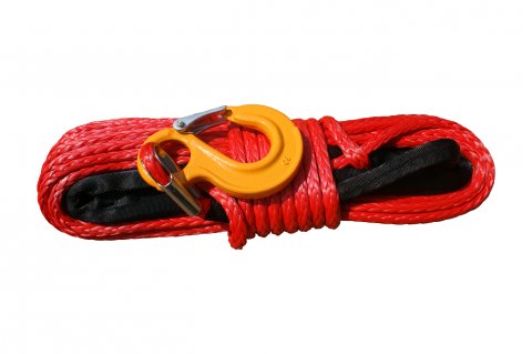 Lano syntetické červené 10 mm 10,5t 28m s hákem