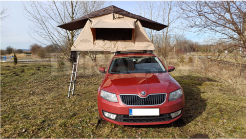 Střešní stan - autostan Escape 190 cm+ LED osvětlení USB, POUŽITÝ Z PŮJČOVNY